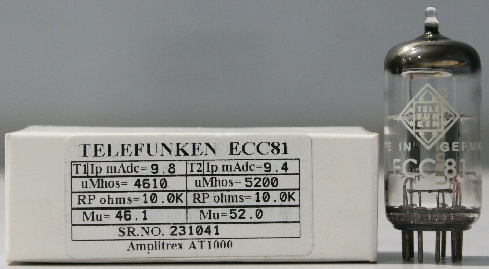 ECC81 12AT7 Telefunken Diamond Bottom Amplitrex Tested 1 Pc